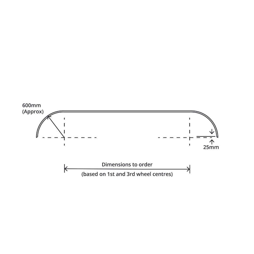 LELOX TRIAXLE LINE DRAWING Triaxle Mudguard Curved Edge
